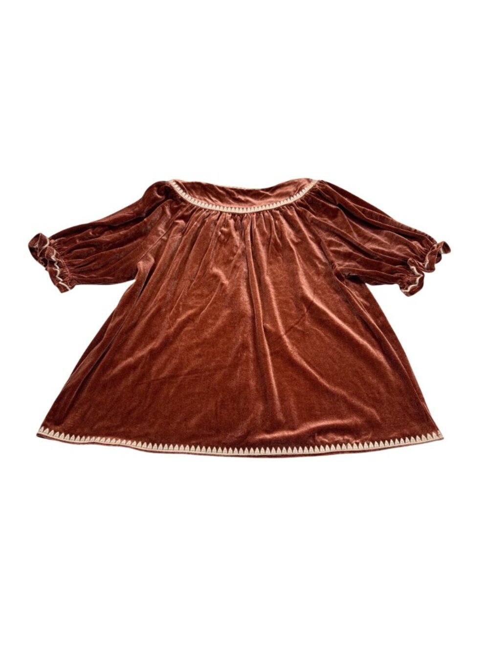 THML Velvet Boho Peasant Top With Embroidered Trim Size M (M951) - Picture 2 of 7